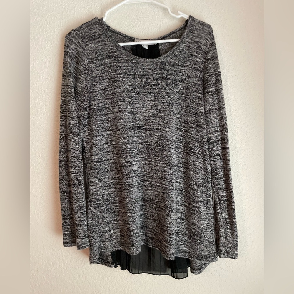 Larry Levine Gray Heathered Blouse size L